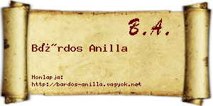 Bárdos Anilla névjegykártya